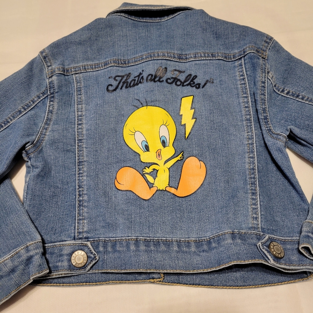 Looney Tunes Denim Blue Kids Jean Jacket Size 4-5